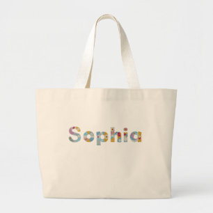 Your name in artsy floral letters / Sophia Large Tote Bag