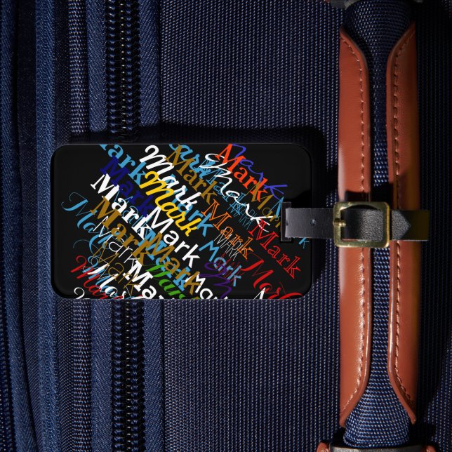 Your name in different colours luggage tag (Front Insitu 4)