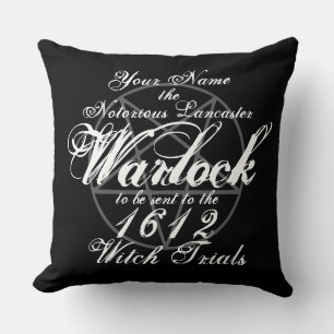 Your Name in Notorious Warlock Witch Trials Gothic Cushion