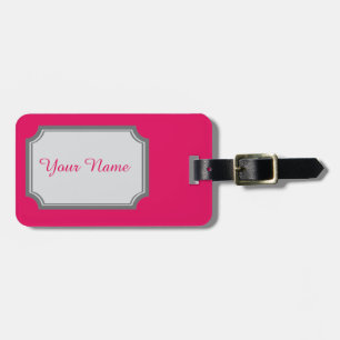 your name in raspberry colour luggage tag