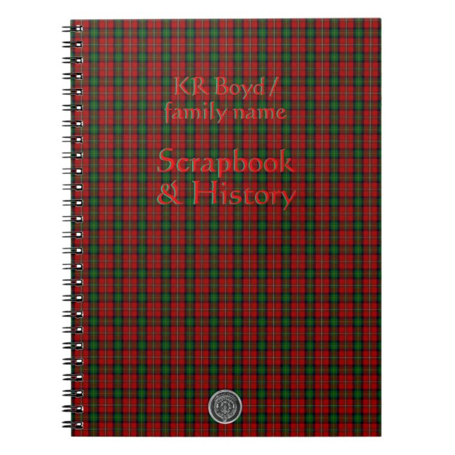 Your name / initials on Boyd Clan Family Tartan Notebook (Front)