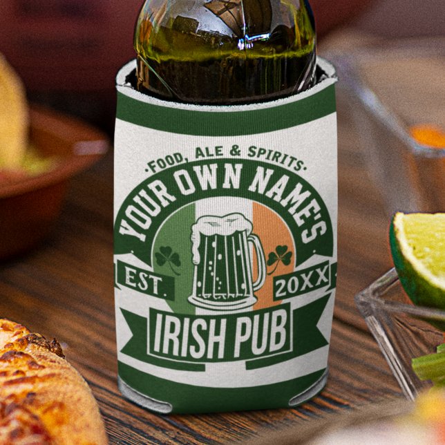 YOUR NAME Irish Pub | Funny St Patrick's Day Party Can Cooler (Creator Uploaded)