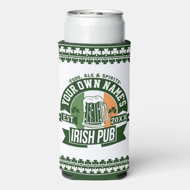 Your Name Irish Pub | Monogram Irish Bar Seltzer Can Cooler (Seltzer Back)