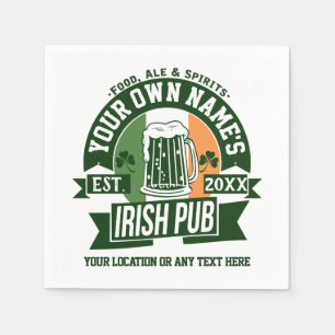 Your Name Irish Pub   Personalise St Patrick's Day Napkin
