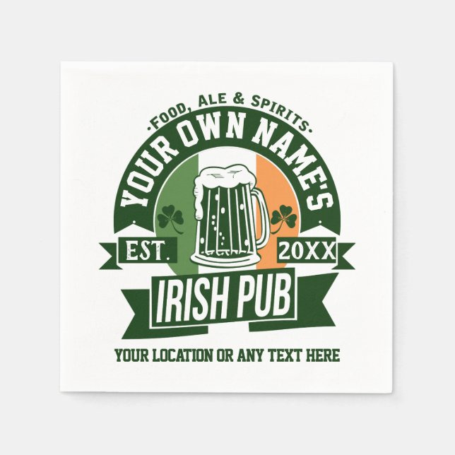 Your Name Irish Pub | Personalise St Patrick's Day Napkin (Front)