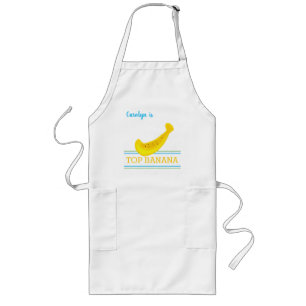 Your name is, TOP BANANA, fun, stripes, cute Long Apron