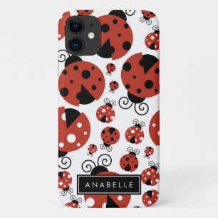 Your Name - Ladybugs, Ladybirds - Red Black iPhone 11 Case