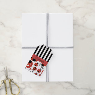 Your Name - Ladybugs, Ladybirds - Red Black Gift Tags