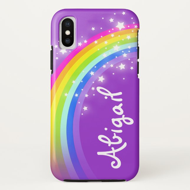 Your name letter rainbow purple iphone case (Back)