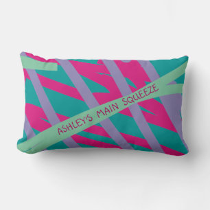 Your Name Main Squeeze Colourful Pink Teal Purple Lumbar Cushion