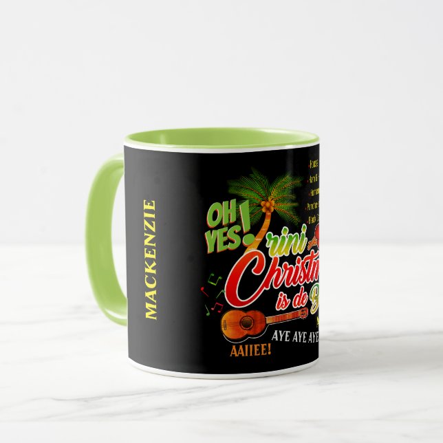 Your Name Marac and Cuatro Trini Christmas BLACK Mug (Front Left)