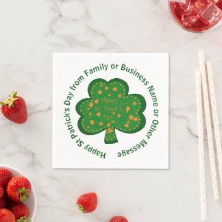 Your Name Message St Patricks Day Green Shamrock Napkin
