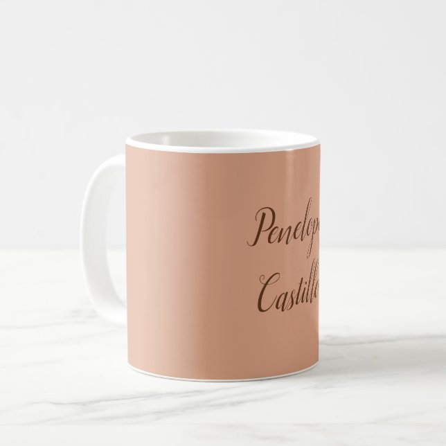 Your Name Modern Simple Plain Tumbleweed Colour Coffee Mug (Front Left)