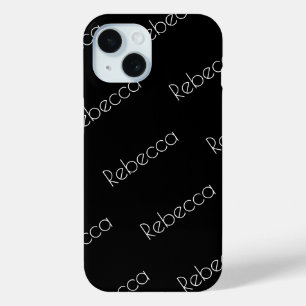Your Name   Modern White Typeface on Black iPhone 15 Case