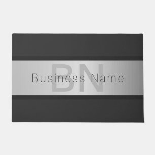 Your Name & Monogram Greys & Faux Silver Look Doormat