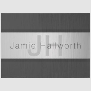 Your Name & Monogram   Greys & Faux Silver Look Tissue Paper