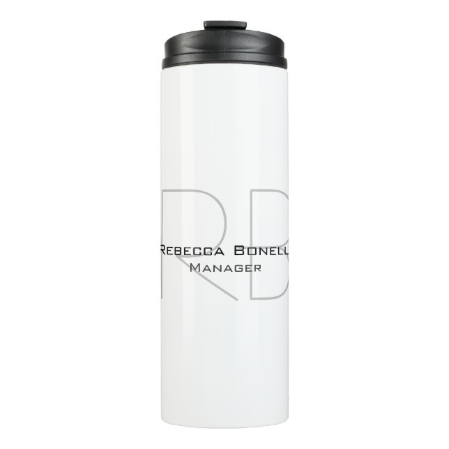 Your Name Monogram Your Title Modern Thermal Tumbler (Front)
