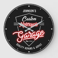 Your Name Motorcycle Garage Slogan Faux Red Neon 