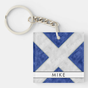 Your Name + Nautical Signal Flag M Mike Key Ring