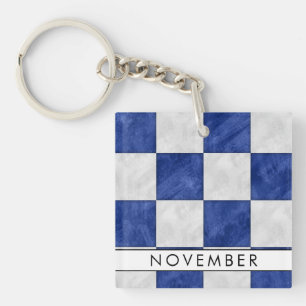 Your Name + Nautical Signal Flag N November Key Ring