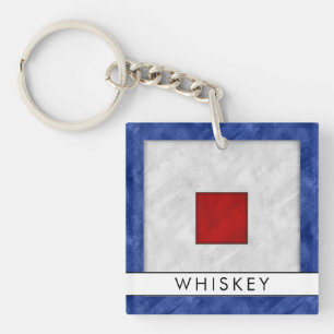Your Name + Nautical Signal Flag W Whiskey Key Ring