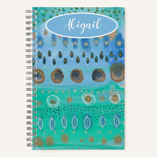 Your name on beautiful watercolour abstract art notebook (Front)