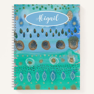 Your name on beautiful watercolour abstract art  notebook