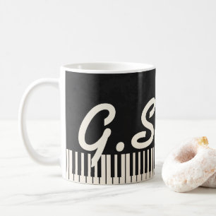 Your Name on Black and White Piano Keyboard Coffee Mug
