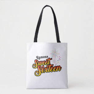 Your Name on Colourful Sweet Sixteen Tote Bag