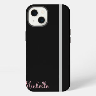 Your Name On Grey Stripe on Black Graphic iPhone Case