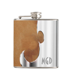 Your Name on Handsome Leather and Chrome Flask