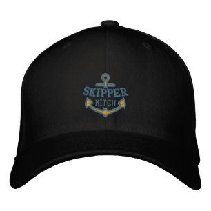 Your Name on Nautical Anchor Embroidery Skipper Embroidered Hat