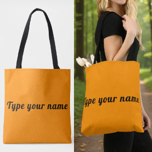 Your Name on Orange Tote Bag