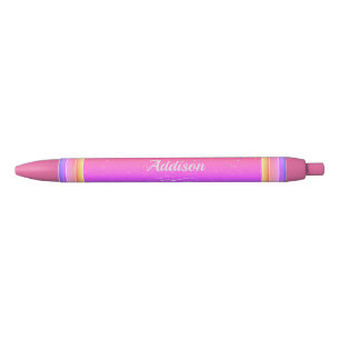 Your Name on Pink and Gold Background Black Ink Pen