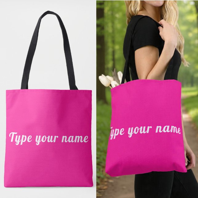 Your Name on Pink Tote Bag (Pink tote bag with your name)