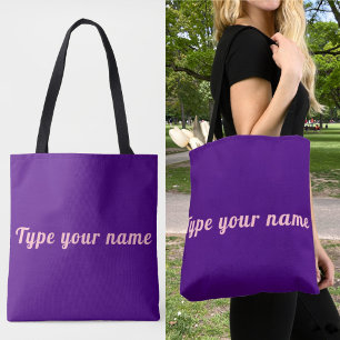 Your Name on Purple Tote Bag
