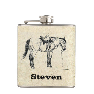 Your Name on this Saddled Horse Flask
