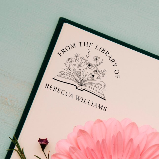 Your Name Open Book & Flowers From the Library of Self-inking Stamp (Creator Uploaded)