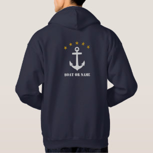 Your Name or Boat Name Classic Anchor 5 Gold Stars Hoodie