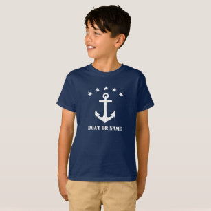 Your Name or Boat Name Classic Anchor Navy Blue T-Shirt