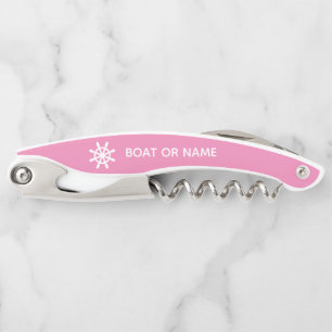 Your Name or Boat Name Pink & White Corkscrew