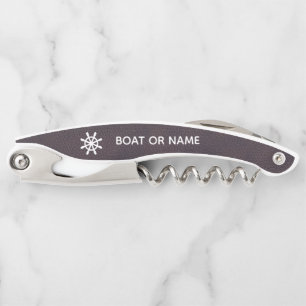 Your Name or Boat Name Ship Wheel Corkscrew