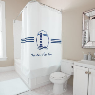 Your Name or Boat Nautical Classic Lighthouse Shower Curtain