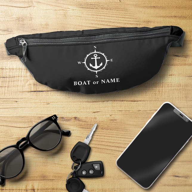Your Name or Boat Stylish Nautical Compass Anchor  Bum Bags (Creator Uploaded)
