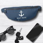 Your Name or Boat Vintage Nautical Anchor  Bum Bags<br><div class="desc">A nautical themed travel fanny pack with your personalised name, boat name, favourite sailing location or other desired text in a modern, stencil typography. This beautifully simple yet stylish design features a custom boat anchor and text in white highlighted by the bags dusty navy blue colour and black belt. You...</div>