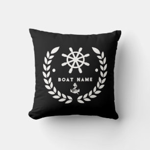 Your Name or Boat Vintage Nautical Anchor  Cushion