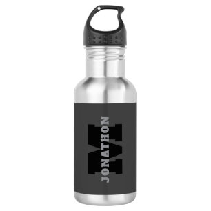 Your Name or Business Name Modern Masculine Grey 532 Ml Water Bottle