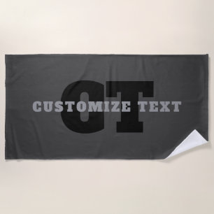 Your Name or Business Name Modern Masculine Grey Beach Towel
