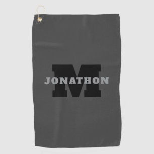 Your Name or Business Name Modern Masculine Grey Golf Towel