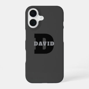 Your Name or Business Name Modern Masculine Grey iPhone 16 Case